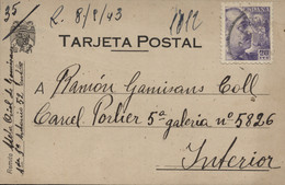 Guerra Civil. Tarjeta Postal Circulada Interior Madrid, Dirigida A La Cárcel Porlier, El 8/9/43. - Republikeinse Censuur