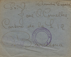 Guerra Civil. Carta Dirigida A Barcelona, Marca De Franquicia "Batallón De Trabajadores Nº 42" Y Censura. Rara. - Republikeinse Censuur