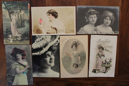 AK 1900's Lot De 7 CPA Femme élégante Alsace Elsass Voyagée - Donne