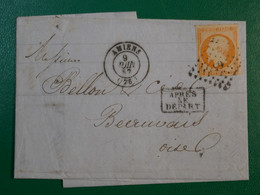 BP 8 FRANCE BELLE LETTRE  1857 AMIENS A BEAUVAIS +NAPOLEON N°16 40C  + AFFRANCH. INTERESSANT - 1853-1860 Napoléon III.