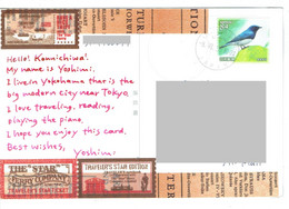 C10 : Japan - Magpie Bird Stamp Used On Postcard - Lettres & Documents