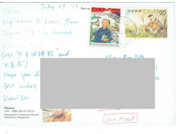 C10 : Japan - Traditional Personality Stamp Used On Postcard - Cartas & Documentos