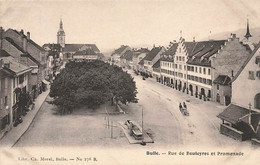 Bulle Rue De Bouleyres Et Promenade Attelage Fontaine - Bulle