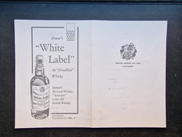 MENU (M1513) HOTEL REBER AU LAC LOCARNO SUISSE (2 Vues) 26/05/1966 -  Pub Whisky WHITE LABEL - Menus