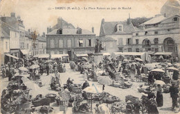 MARCHES - DREUX - 28 - La Place Rotrou Un Jour De Marché - Carte Postale Ancienne - Mercados