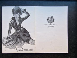 MENU (M1513) HOTEL REBER AU LAC LOCARNO SUISSE (2 Vues) 25/05/1966 - Duo Kurt Hacker - Pub GASSER Lugano Locarno Via Nas - Menus