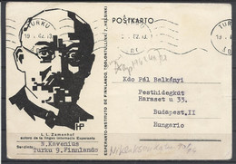 Finland, L.L. Zamenhof, Esperanto Card  To Hungary, "Esperanto-Instituto De Finlando", 1962. - Cartas & Documentos