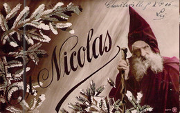SAINT NICOLAS - Saint Nicolas Avec Son Mitre Et Sa Crosse - Sapin - Barbe - Carte Postale Ancienne - San Nicolás