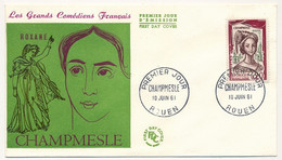 FRANCE - 5 Enveloppes FDC - Grands Comédiens Français : Champmeslé, Talma, Raimu, Rachel, Gérard Philipe - 10/6/1961 - 1960-1969