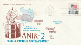 LETTRE - ESPACE - 20/04/1973 : TELESAT-B . ANIK-2 - América Del Norte