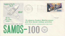 LETTRE - ESPACE - 14/08/1974 : SAMOS-100 - America Del Nord