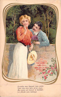 COUPLES - Couple Qui Flirt  - Acceptez Mon Bouquet Mon Coeur Vous êtes Plus Belle Qu'un Ange .  - Carte Postale Ancienne - Koppels