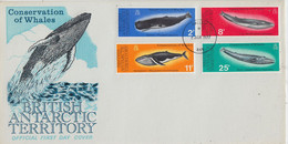 British Antarctic Territory (BAT) 1977 Conservation Of Whales 4v FDC Ca Halley 4 JAN 1977  (58364) - FDC