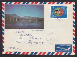 French Polynesia: Illustrated Airmail Cover To Italy, 1979, 1 Stamp, Via Air New Zealand Airlines (minor Discolouring) - Brieven En Documenten