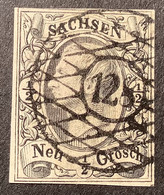 SELTENER STEMPEL: 128 SCHEIBENBERG, KLEINE ZIFFER (Erzgebirgskreis) Auf Sachsen Mi 8 1855 Johann I, 1/2 Ngr - Sachsen