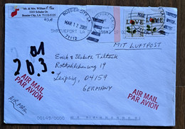 LOVE-ROSES-34 C-POSTMARK BOSSIER CITY-AIRMAIL-USA-UNITED STATES-2001 - Briefe U. Dokumente