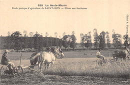 CPA 52 CHAMPCOURT ECOLE PRATIQUE D'AGRICULTURE DE SAINT BON ELEVES AUX FAUCHEUSES - Sonstige & Ohne Zuordnung