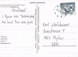 49136. Tarjeta Privada UPPSALA (Sverige) Suecia 1987, Tarjeta De Ajedrez, Chess - Lettres & Documents