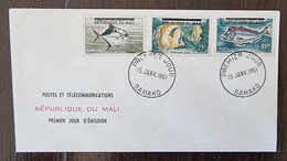 MALI Poissons, Poisson, Fish, Peces. Yvert N° 10/1 Fdc, Enveloppe 1er Jour 1961. - Fische