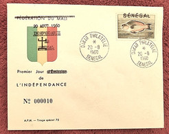 SENEGAL- Poissons, Poisson, Fish, Peces. Surcharge Provisoire SENEGAL Sur Timbre La Fédération DU MALI. 1960 (RARE) - Fische