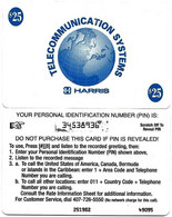 @+ USA - Carte Harris Telecommunication Systems $25 - Used In Bosnia By NATO Soldiers - Ref : HTS-0002B - Altri & Non Classificati