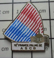 1516c Pin's Pins / Rare Et De Belle Qualité / SPORTS / NATATION AVEC PALME 92 16e CHAMPIONNATS DE FRANCE ASCB - Nuoto