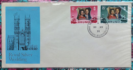 (FDC)(BRUNEI1972-01)(CZ) FDC Brunei 1972 , Royal Silver Wedding Elizabeth II Great Britain - Brunei (1984-...)