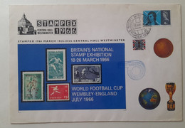 ANGLETERRE ENGLAND 1966  FDC STAMPEX + SPECIAL BLOCK  FOOTBALL FUSSBALL SOCCER CALCIO FUTBOL FOOT VOETBAL FOTBAL Gardien - 1966 – England