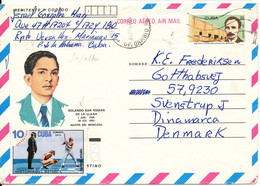 Cuba Uprated Postal Stationery Air Mail Cover Sent To Denmark 1988 - Posta Aerea