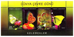 Turkey, Türkei - 2009 - THE WORLD ENVIRONMENT DAY (butterflies) - 1.Mini S/Sheet ** MNH - Nuevos