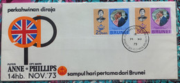 (FDC)(BRUNEI1973-01)(cz) FDC Brunei 1973 , Princess Anne Capitaine Mark Phillips - Brunei (1984-...)