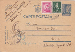 Romania, 1944, WWII Military Censored Stationery POSTACRD ARAD POSTMARK - Storia Postale Seconda Guerra Mondiale