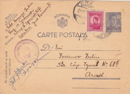 Romania, 1944, WWII Military Censored Stationery POSTACRD ORADEA POSTMARK - World War 2 Letters
