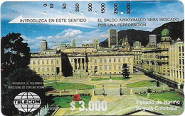 Colombia - Telecom (Tamura) - Palace Narino, Bogota, 3.000$Cp, Used - Colombia