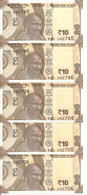 INDE 10 RUPEES 2018 UNC P 109 G ( 5 Billets ) - Inde