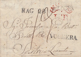VM36 - Lettera Con Testo Da Bologna A Sestri Levante Del 28 Maggio 1820  Via Di MILANO E Di VOGHERA . - 1. ...-1850 Prefilatelia