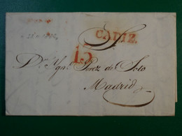 BP 10 ESPANA  BELLE LETTRE RR 23 NOV. 1832 GRIFFE CADIZ EN ROUGE +TEXTE + AFFR.  PLAISANT++ - ...-1850 Prefilatelia