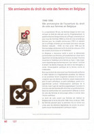 Carte Max Gold Goud Or 2734 50° Anniversaire Du Droit De Vote Des Femmes En Belgique - Version Francophone - 1991-2000
