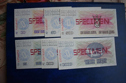 Banknotes BOSNIA NARODNA BANKA FULL SPECIMEN SET 1992 10 25 50 100 500 1000 DINARA UNC - Bosnie-Herzegovine