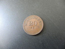 Jeton Token - Werth Marke 20 Pfennig - A.B. - Autres & Non Classés