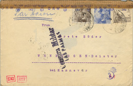 1943 CANARIAS , SOBRE CIRCULADO POR CORREO AÉREO , LAS PALMAS - HANNOVER , DOBLE CENSURA MILITAR , TRÁNSITO MADRID - Brieven En Documenten