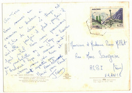 PRINCIPAT ANDORRA SUR CPSM ANDORRE VALLS D'ANDORRA VERS ALBI TARN CACHET RECETTE AUXILIAIRE SAN JOAN DE LORIA EN 1964 - Cartas & Documentos