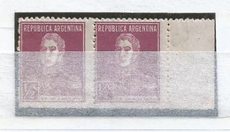 Argentina** (MNH) San Martín Sin Punto, Pareja Horizontal, Dentado 13 1/4 : 13 1/4 - Neufs