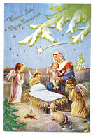 JOYEUX NOEL --illustrateur   ????......Nativité  (anges,mouton)...............carte Double Polonaise - Other & Unclassified