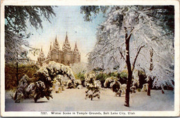 Utah Salt Lake City Winter Scene In Temple Grounds 1943 - Salt Lake City