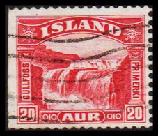 1932. ISLAND. 20 Aur GULLFOSS With Slot-machine Perforation WITH VERY UNUSUAL CUT.  - JF530077 - Briefe U. Dokumente