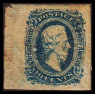 1863. The Confederate States America. Jefferson 10 Cents. Hinged. Interesting Stamp With Wide ... (Michel 10) - JF530093 - 1861-65 Confederate States