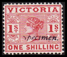 1886. VICTORIA AUSTRALIA  ONE SHILLING Victoria. Overprinted Specimen. Hinged. Beautiful Stamp.  - JF530101 - Ungebraucht