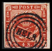 1858. DANMARK Beautiful 4 Skilling With Perfect Cancel HELS. Rare In This Quality.  - JF530113 - Gebraucht