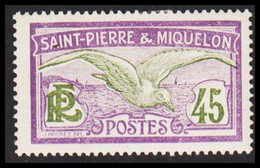 1909-1917. SAINT-PIERRE-MIQUELON. 45 C. Seagoul. Hinged.  - JF530174 - Storia Postale